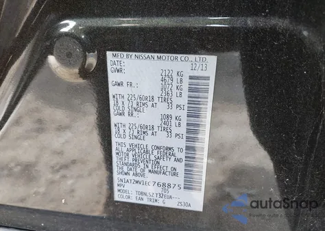 2014 Nissan Rogue Sl from USA, damaged, VIN 5N1AT2MV1EC768875